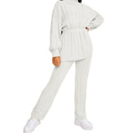 Load image into Gallery viewer, LUXE DIVA Womens Ladies Chunky Knitted High Roll Bottoms Set Loungewear Suit Tracksuit
