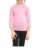 Load image into Gallery viewer, LUXE DIVA Kids Plain Pastel T-Shirt High Polo Neck Girls Boys Stretchy Casual Long Sleeve Tee Top
