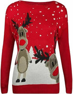 Load image into Gallery viewer, Unisex Twin Reindeer Novelty Sweater Jumper For Adult
