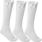 LUXE DIVA Girls Knee High School Socks with Bow 3 Pack