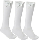 LUXE DIVA Girls Knee High School Socks with Bow 3 Pack