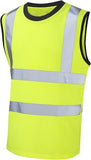 LUXE DIVA  Hi Vis Viz Work Utility Sleeveless Round Neck T-Shirt Warning Vest | High Visibility Safety Security Workwear Double Tape Tank Top Plus Size S-XXL