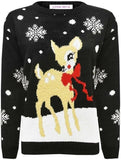 LUXE DIVA Unisex Bambi Novelty Christmas Jumper Adult