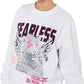 Women’s Long Sleeve Round Neck Tiger Fearless Print Tops Rock & Roll Oversized Sweatshirt Ladies Tiger Face Fearless Printed Baggy Sweat Shirt Size UK S-XXL