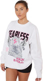Women’s Long Sleeve Round Neck Tiger Fearless Print Tops Rock & Roll Oversized Sweatshirt Ladies Tiger Face Fearless Printed Baggy Sweat Shirt Size UK S-XXL