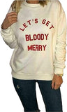 LUXE DIVA Women's Bloody Merry Christmas Slogan Sweatshirt