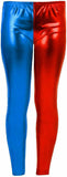 LUXE DIVA Ladies Girls Kids Halloween Costume Shiny Wet Look Jacket, Leggings, Pants Women Metallic Red & Blue Hot Sexy Shorts