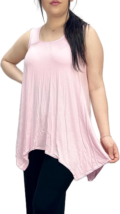 LUXE DIVA Ladies Summer Tops Womens Tops Vest Tops Women UK Womens Tunic Tops Ladies Tops Sleeveless Blouse Plus Size Swing Flared Tops Ladies Long Tops Size 8-26