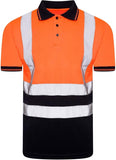 LUXE DIVA  Hi Viz High Visibility Short Sleeve Polo Shirts - Men's Reflective Tape Safety Hi Vis Security Work Breathable Lightweight Workwear T-Shirt Tops