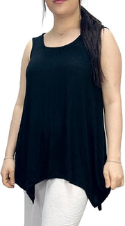 LUXE DIVA Ladies Summer Tops Womens Tops Vest Tops Women UK Womens Tunic Tops Ladies Tops Sleeveless Blouse Plus Size Swing Flared Tops Ladies Long Tops Size 8-26