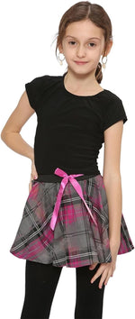 Load image into Gallery viewer, Girls Circular Kids Tartan Skirt Check Bow Detail Dance Mini Skirts 5-10 Years
