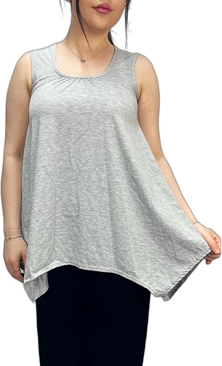 LUXE DIVA Ladies Summer Tops Womens Tops Vest Tops Women UK Womens Tunic Tops Ladies Tops Sleeveless Blouse Plus Size Swing Flared Tops Ladies Long Tops Size 8-26