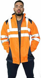 LUXE DIVA Men's Hi-Vis Waterproof Rain Jacket Hooded Safety