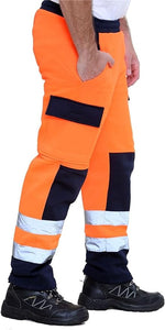 Load image into Gallery viewer, Mens Hi Vis Trousers Hi Viz Two Tone Jogging Bottoms Combat Work Trousers Men Workwear Joggers Workwear Trousers for Men High Vis Trousers Mens Hi Vis Contrast Combat Trousers
