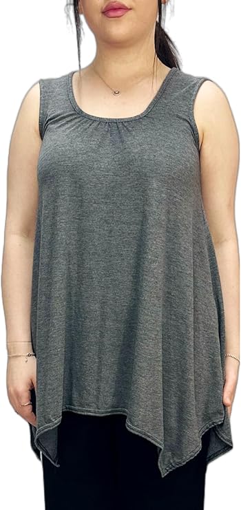 LUXE DIVA Ladies Summer Tops Womens Tops Vest Tops Women UK Womens Tunic Tops Ladies Tops Sleeveless Blouse Plus Size Swing Flared Tops Ladies Long Tops Size 8-26