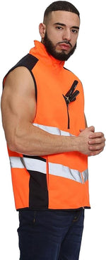 Load image into Gallery viewer, Mens Hi Viz Body Warmer High Visibility Gilet Jacket | Hi Viz Fleece Lined Waterproof Workwear Security Safety Wear Reflective Tape Gilet Waistcoat Phone &amp; ID Pockets Vest Top S-3XL
