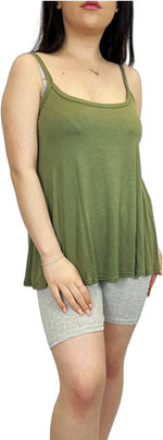 Load image into Gallery viewer, Womens Plain Sleeveless Round Scoop Neckline Stretch Slim Straps Strappy Flared Swing Camisole T-Shirt Vest Top UK Size 8-14
