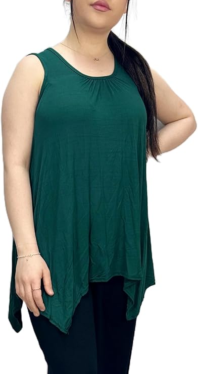 LUXE DIVA Ladies Summer Tops Womens Tops Vest Tops Women UK Womens Tunic Tops Ladies Tops Sleeveless Blouse Plus Size Swing Flared Tops Ladies Long Tops Size 8-26