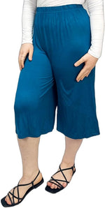Load image into Gallery viewer, Ladies Plain 3/4 Length Short Palazzo Trousers Casual Wide Leg Culottes Pants Plus Sizes UK 8-26
