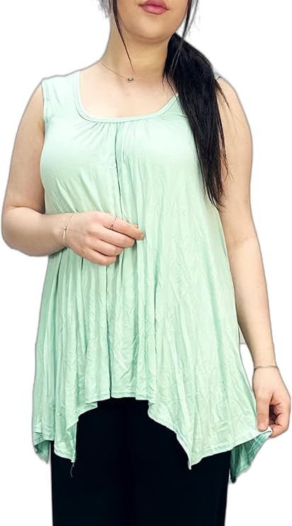 LUXE DIVA Ladies Summer Tops Womens Tops Vest Tops Women UK Womens Tunic Tops Ladies Tops Sleeveless Blouse Plus Size Swing Flared Tops Ladies Long Tops Size 8-26