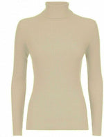 Load image into Gallery viewer, Women’s Ladies Plain Ribbed Stretch Polo Turtleneck Rib Top Jumper for Winter UK Sizes 8-14
