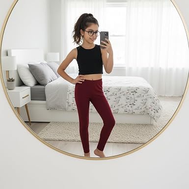 LUXE DIVA Girls Plain Full Length Leggings Stretchy Kids Basic Leggings Ages 2–13 Years
