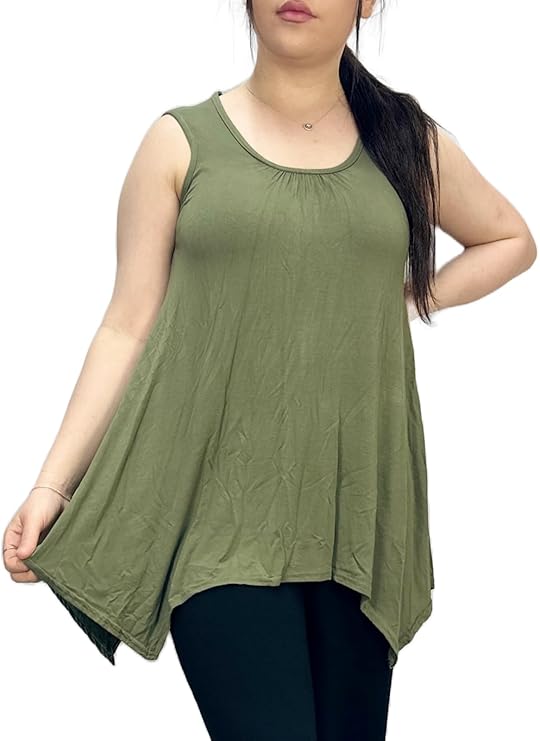 LUXE DIVA Ladies Summer Tops Womens Tops Vest Tops Women UK Womens Tunic Tops Ladies Tops Sleeveless Blouse Plus Size Swing Flared Tops Ladies Long Tops Size 8-26