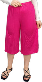 Load image into Gallery viewer, Ladies Plain 3/4 Length Short Palazzo Trousers Casual Wide Leg Culottes Pants Plus Sizes UK 8-26
