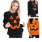 LUXE DIVA Pumpkin Face Knitted Halloween Jumper for Women in Black & Orange Round Neck Long Sleeve Top Women's Halloween Pumpkin Face Knitted Jumper Ladies Plus Size Sweater UK 8-22