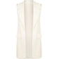 LUXE-DIVA New Womens Sleeveless Crepe Open Long Waistcoat Pocket Top Ladies Jacket 8-14 Collar Fabric Soft Womenswear Original Comfort