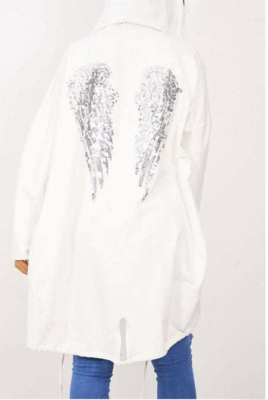 LUXE DIVA Women's Sequin Angel Wing Oversized Hoodie