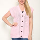 LADIES SLEEVELESS 5 BUTTON WAISTCOAT KNITTED 2 POCKETS V/NECK SELF COLOUR KNITWEAR FRONT PATTERN W/COAT ALL YEAR ROUND WEAR