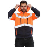 MenÕs Hi Vis Hoodie Ð 5 Zip 4 Pocket Reflective Work Sweatshirt