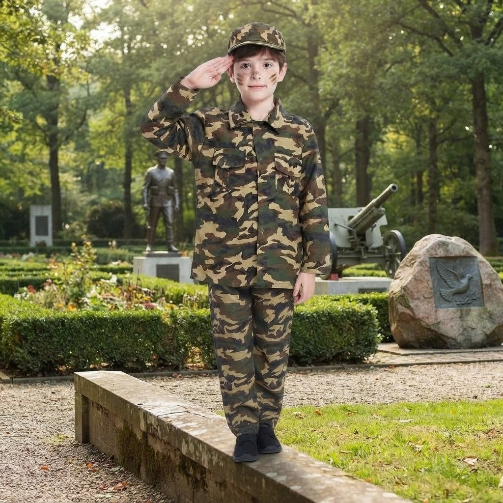 LUXE DIVA Boys Army Costume, Military Camouflage Soldier Uniform Fancy Dress Outfit for Kids
