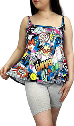 Load image into Gallery viewer, Womens Plain Sleeveless Round Scoop Neckline Stretch Slim Straps Strappy Flared Swing Camisole T-Shirt Vest Top UK Size 24-26
