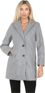 Load image into Gallery viewer, Womens italian Casual Collar two Pocket Ladies Wool Cashmere Blend Coat Wool Look Long Sleeve Collared Front Button Jacket Coat Sizes 12-18
