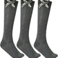 LUXE DIVA Girls Knee High School Socks with Bow 3 Pack