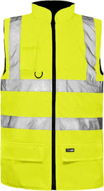 Load image into Gallery viewer, LUXE DIVA  Hi Viz Bodywarmer Reversible Fleece Lined High Visibility Gilet Hi Vis Reflective Waterproof Workwear Padded Vest Security Safety Wear Warm Waistcoat

