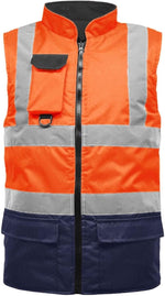 Load image into Gallery viewer, LUXE DIVA  Hi Viz Bodywarmer Reversible Fleece Lined High Visibility Gilet Hi Vis Reflective Waterproof Workwear Padded Vest Security Safety Wear Warm Waistcoat

