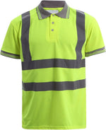 Load image into Gallery viewer, LUXE DIVA Hi Viz High Visibility Short Sleeve Polo Shirts - Men&#39;s Reflective Tape Safety Hi Vis Security Work Breathable Lightweight Workwear T-Shirt Tops
