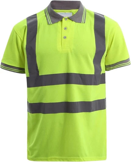 LUXEDIVA Mens HI Viz Polo T-Shirt Top Size S to 2XL