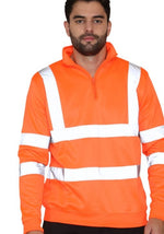 Load image into Gallery viewer, LUXEDIVA Hi Vis Mens 3/4 Zip Pullover Hoodie Sweatshirt Jumper Top
