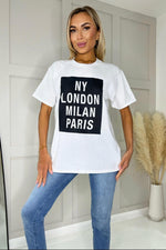 Load image into Gallery viewer, LUXE DIVA Ladies Short Sleeve Paris Print Oversized T-Shirt Top
