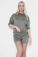 Load image into Gallery viewer, Hooded short sets , short ruched sleeve
