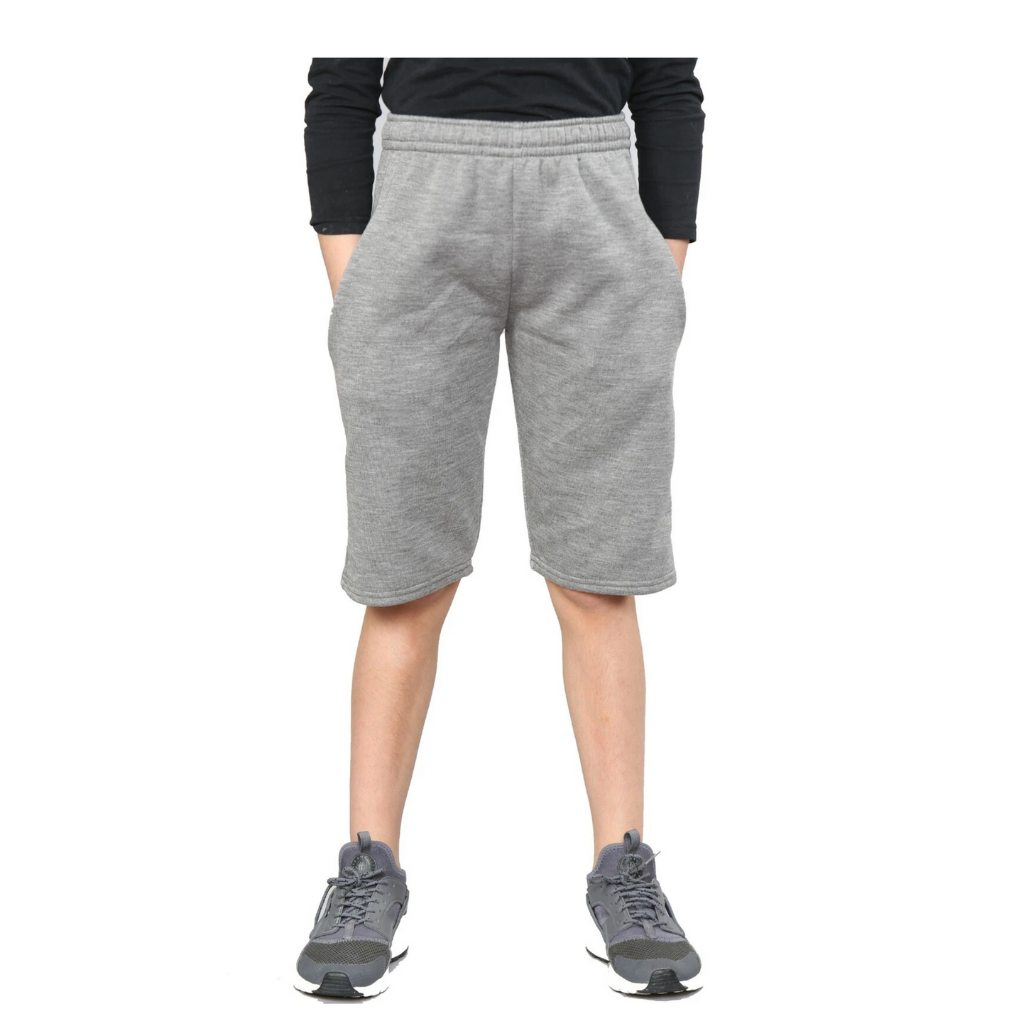 LUXE DIVA Unisex Kids PE School Sports Shorts with Pockets – Boys Girls Fleece Gym Running Football Cycling Shorts with Drawstring – Indoor Outdoor Summer Athletic