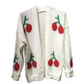 LUXE DIVA Womens Long Sleeve Cherries Print Open Front Knitted Jumper Cardigan 8-14