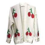 Load image into Gallery viewer, LUXE DIVA Womens Long Sleeve Cherries Print Open Front Knitted Jumper Cardigan 8-14
