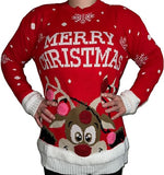 LUXE DIVA Unisex 3D Pom Pom Christmas Sweater Jumper Adult