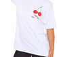 LUXE DIVA Women's Cherry Perfection Printed Oversized Top T-Shirt, Ladies Casual Short Sleeve Baggy Fit Crew Neck Summer Oversized Fruit Slogan Print Tees Shirt UK Plus Size Womenswear Lady Comfort Tshirt Streetwear Crewneck Round Neck