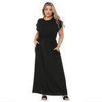 Load image into Gallery viewer, LADIES SHORT SLEEVE FULL LENGTH 2 POCKET WOMEN&#39;S LONG MAXI DRESS PLUS SIZE UK Casual Fabric Jersey Soft Summer Womenswear Comfortable Longline
